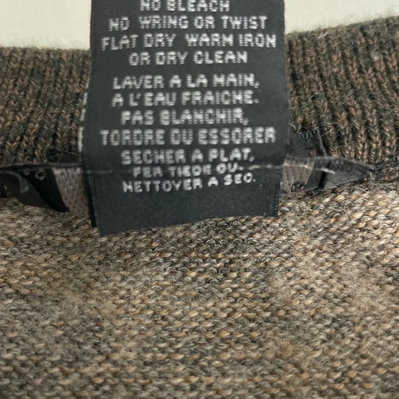 Vintage Tosani Men’s Crewneck Sweater Large Wool blend Brown Tan Striped - Picture 6 of 8